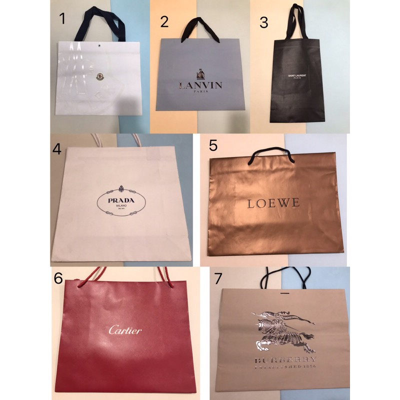 名牌精品紙袋 專櫃紙袋 Burberry/Cartier/Loewe/Lanvin/Moncler/YSL/Prada