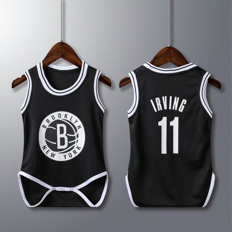Nba 布魯克林球衣籃球球衣 11 IRVIN 黑色球衣嬰兒學步連體連身衣球衣