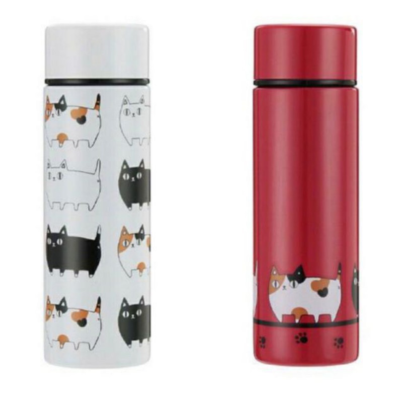 熊麻麻 日本kuro 白貓貓咪三兄弟貓咪140ml 不鏽鋼攜帶式保溫瓶魔法瓶保冷瓶水瓶貓三兄弟 蝦皮購物