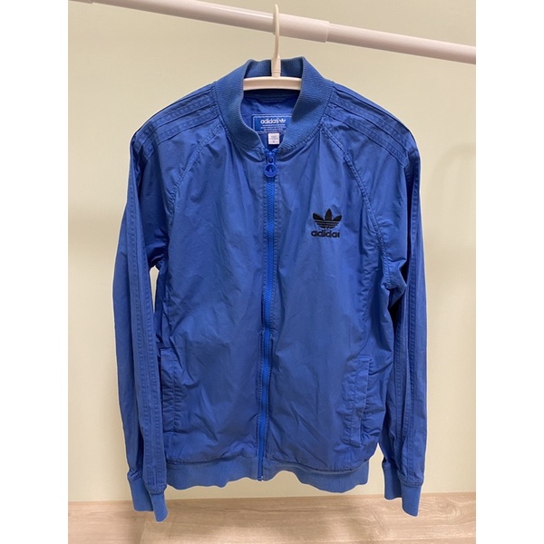 [二手][男裝]Adidas經典藍色飛行外套 風衣M號