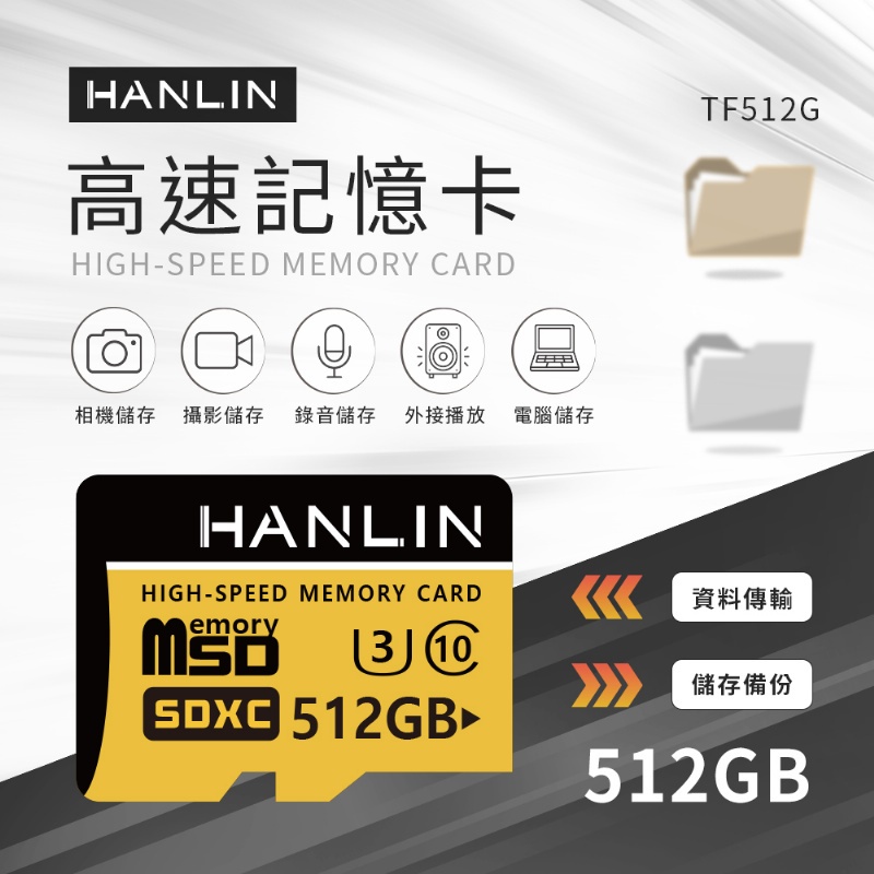 【藍海小舖】★HANLIN-TF512G高速記憶卡C10 512GB U3★