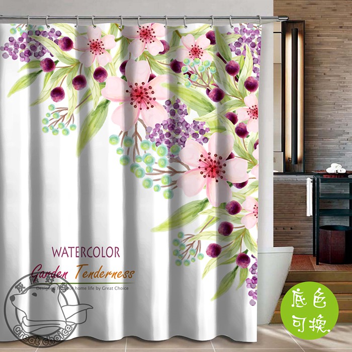 灰熊好物 客製化訂製浴簾任意尺寸規格圖案防潑水防霉淋浴簾子spa按摩美容健身館更衣室布簾門簾溫柔花園