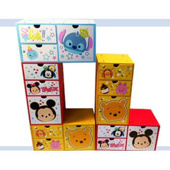 正版 迪士尼 TSUM TSUM 奇奇蒂蒂 米奇米妮 史迪奇 小熊維尼 橫式 直式 三抽收納盒 置物盒 生日禮物 歐莉王