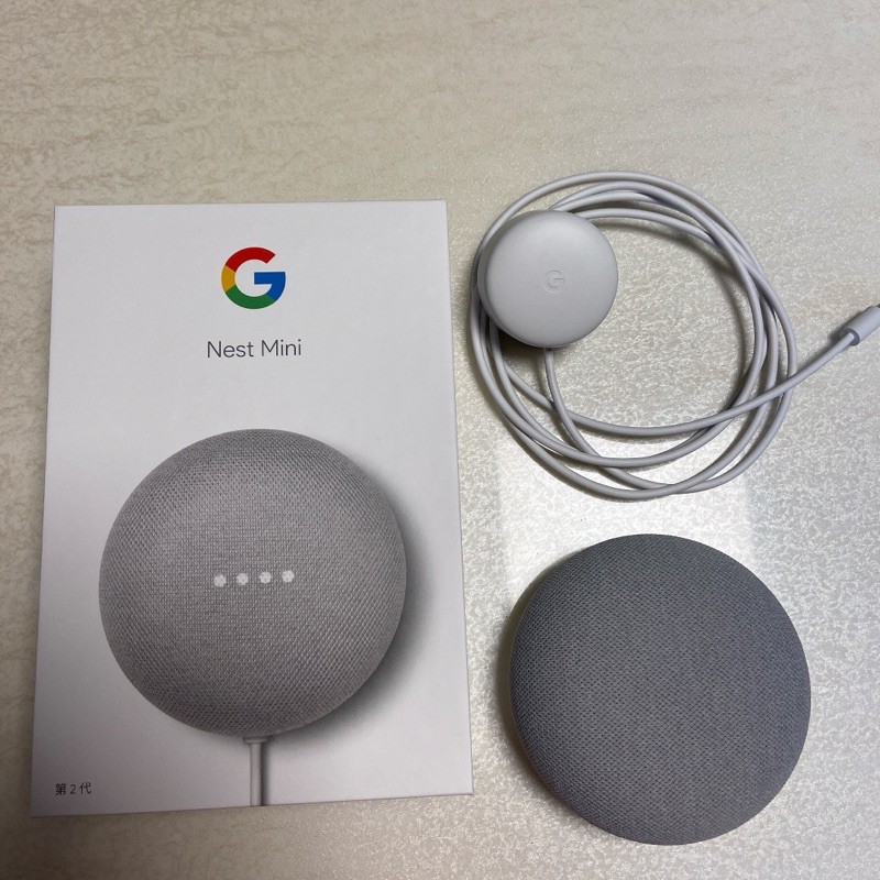 ［二手］Google Nest Mini二代/語音助理/智慧音箱粉碳白(灰色)
