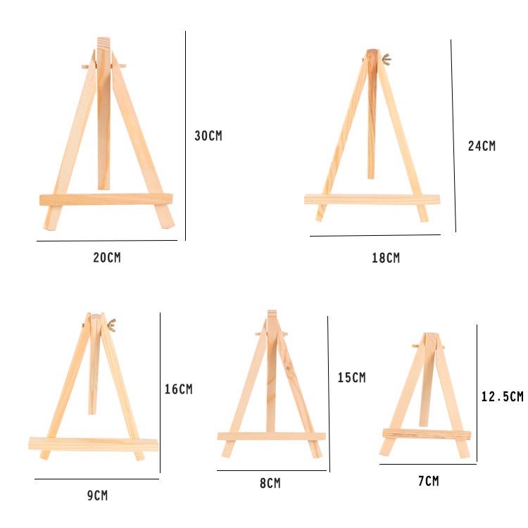 迷你 小畫架 木質 微型 櫸木 三角 桌面台式 展示 三角支架