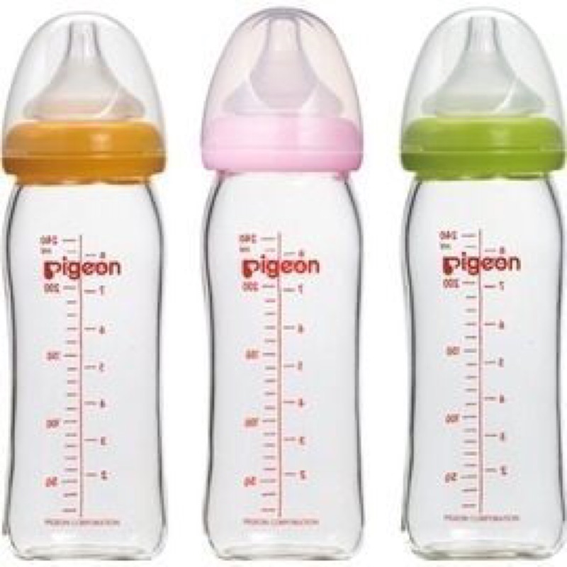 貝親pigeon寬口玻璃奶瓶（240ml。綠色）