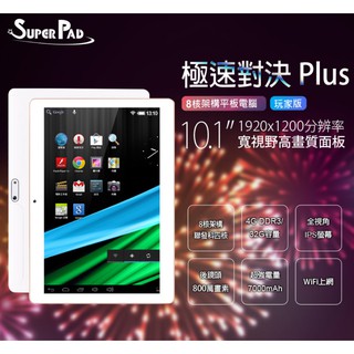 【東京數位】全新 平板 電腦 SuperPad Plus 玩家版10.1吋 4G/32G 聯發科四核心 遠端視訊