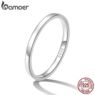 【Bamoer】925純銀 極簡素面銀色戒指 可選尺寸 簡約時尚 情人節禮物 生日禮物 韓系戒指