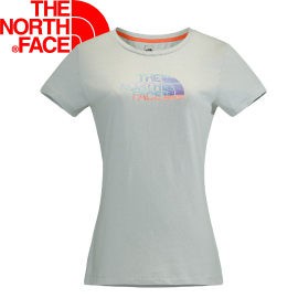 【The North Face 女款 LOGO短袖T恤 灰白】 NF00CE1Z/短袖/T恤/悠遊山水