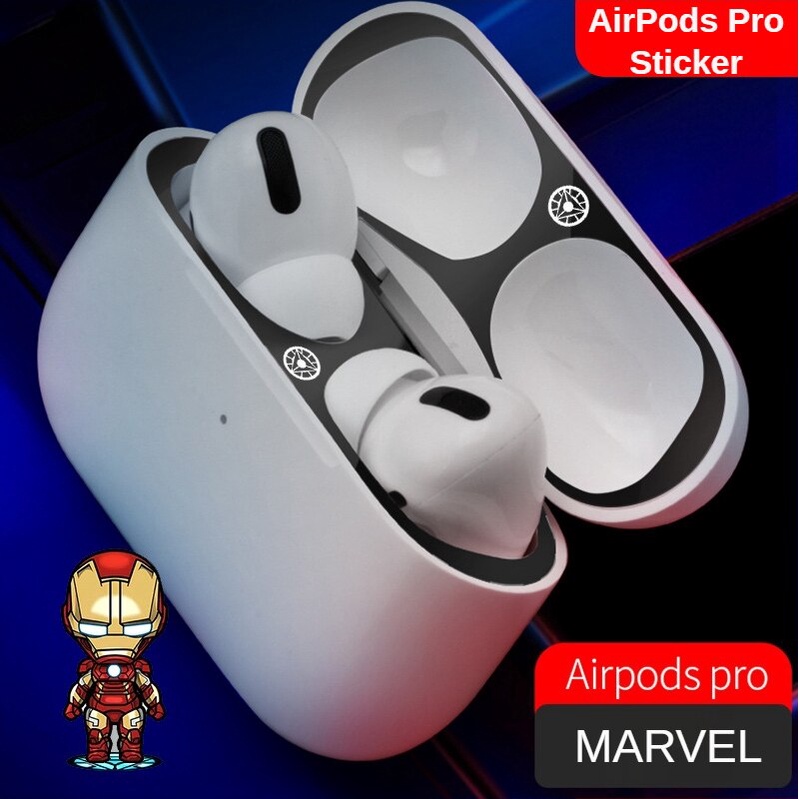 Marvel 防塵貼紙金屬防塵膜兼容 AirPods Pro 3 2&amp;1 保護套保護貼紙皮膚保護