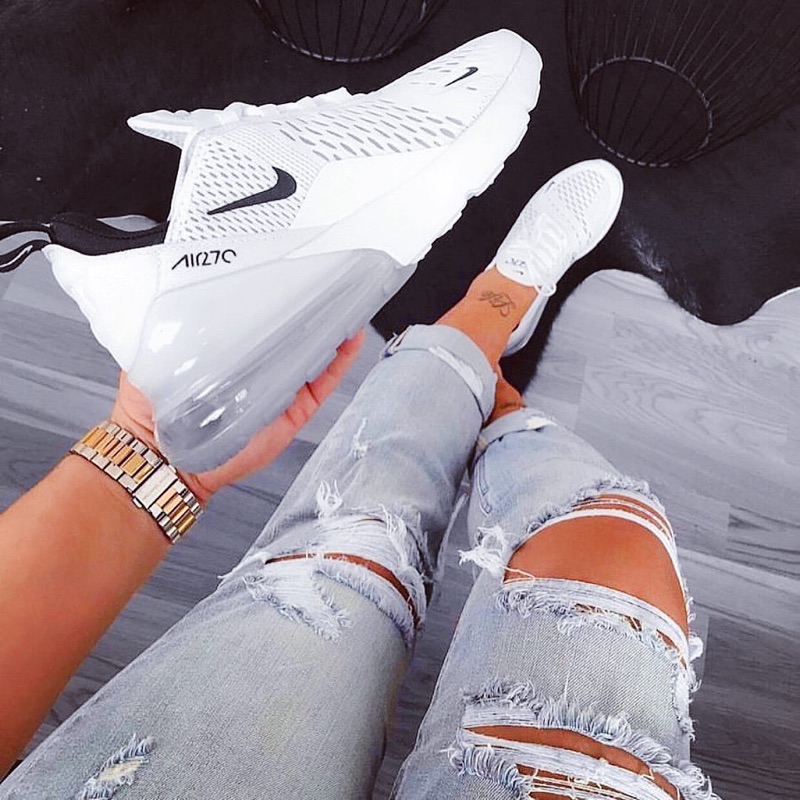 Nike W Air Max 270 白 黑勾 氣墊 漸層 運動 休閒 女鞋 慢跑鞋
