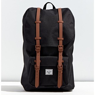 Herschel Little America 大型 黑色 全黑 卡其 皮革 橡膠帶 大容量 帆布 後背包 背包 現貨