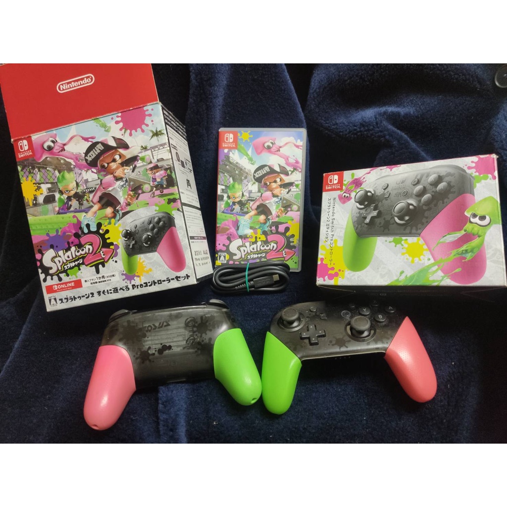 ns配件 特價 switch pro 原裝 手把 原廠 漆彈大作戰2 同捆 把手 花枝 原廠 switchpro 原裝