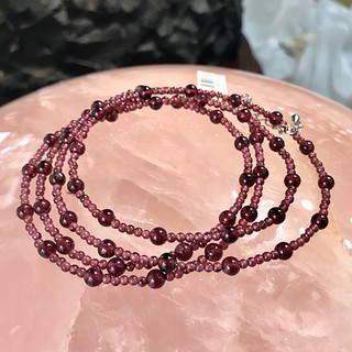 『晶鑽水晶』天然紅石榴 五圈手鍊 雙圈項鍊 單圈腰鍊 三用 29-32吋 約 5mm 海底輪 血液迴圈 母親節禮物