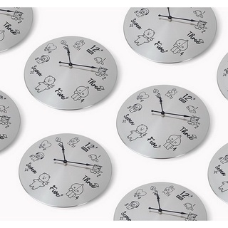 【台灣現貨快速出貨】LINE FRIENDS 正版官方授權 BT21的數學課鐵片時鐘掛鐘 Carry+獨家鐵片靜音時鐘