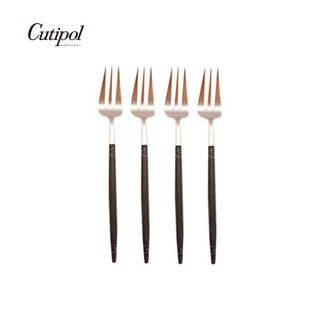 葡萄牙Cutipol GOA系列 黑柄霧面不銹鋼-17cm甜品叉/水果蛋糕叉4件組