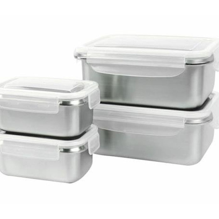 Quasi 司扣爾不鏽鋼保鮮盒含蓋8件組 單個容量：500/1800 毫升 D123537