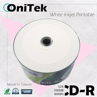 OniTek CD-R 700MB 52X Printable 可列印燒錄空白光碟 50片裝 空白片 光碟燒錄片 台灣製