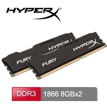 記憶體 Kingston HyperX FURY 酷炫黑 DDR3-1866 16GB(8GBx2)雙通道