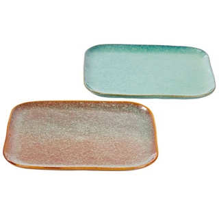 【YU Living】歐式陶瓷特殊釉方形大餐盤 盤子 餐具(2色) [折扣碼現折]