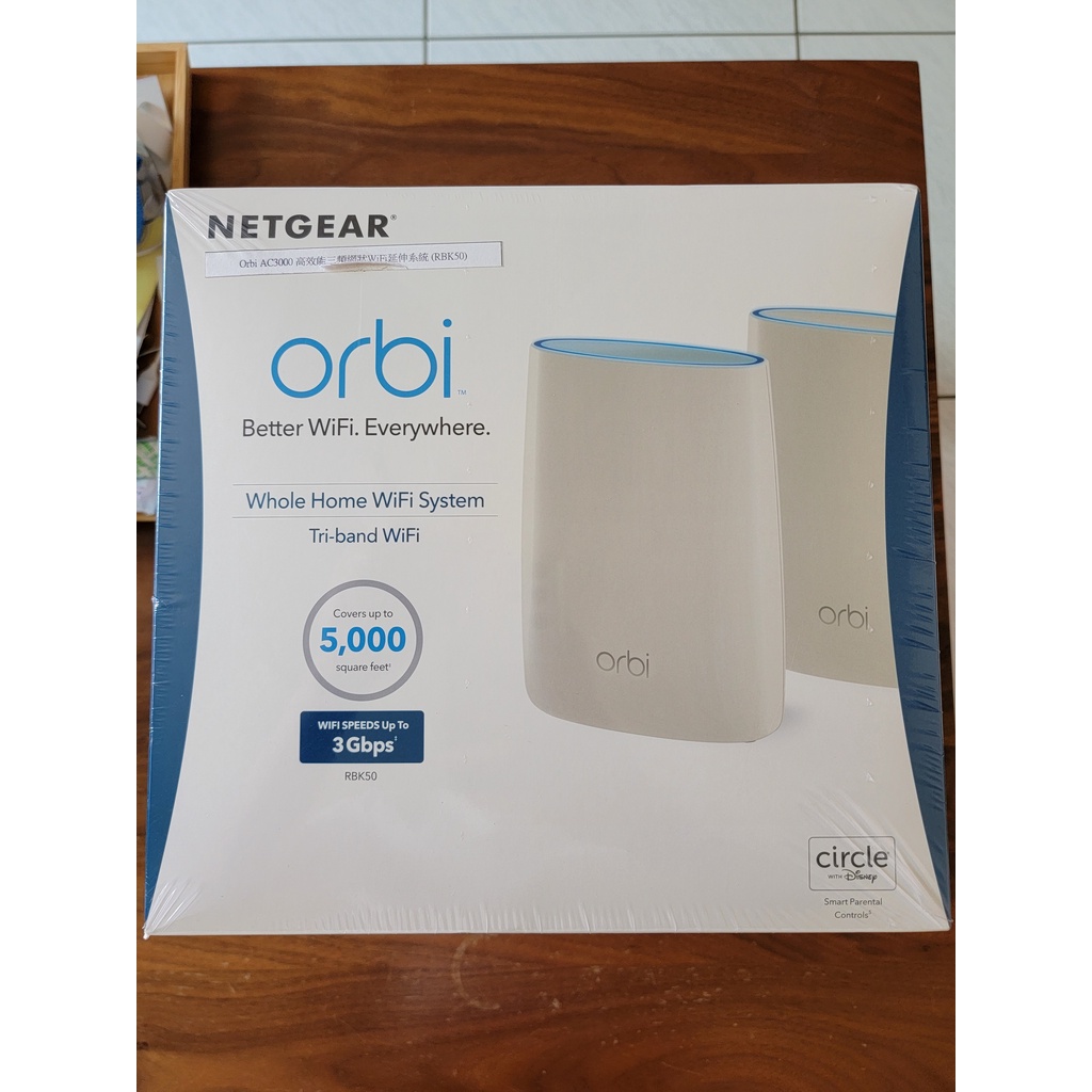 [全新台灣公司貨, 特價優惠] NETGEAR Orbi AC3000高效能三頻網狀無線網路延伸系統兩入組(RBK50)