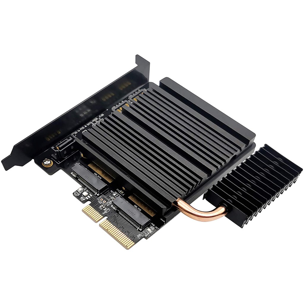 EZDIY-FAB 新 M.2轉接卡加導熱管冷卻系統支援 M.2 SATA SSD和PCIe AHCI SSD(無燈款)