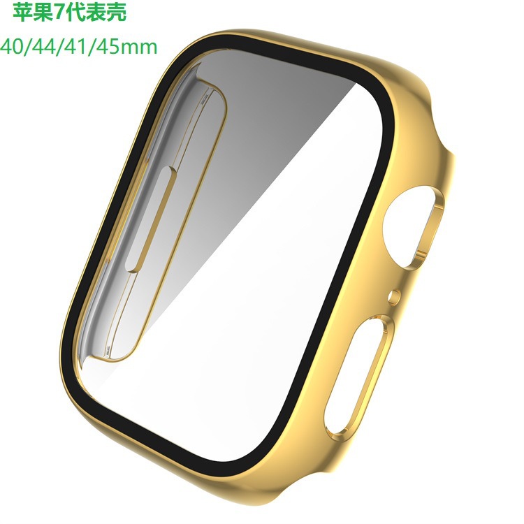 適用於 蘋果手錶 保護殼 保護套 Apple Watch iwatch 5 6 7代 手錶錶殼 全包電鍍 鋼化膜一件式