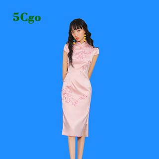 5Cgo【鴿樓】新式蝕骨旗袍改良版年輕款少女甜美粉色氣質優雅連衣裙復古中國風禮服洋裝 597035232012