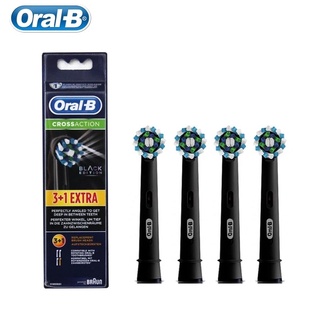 Oral-b EB50 交叉作用電動牙刷牙齒清潔牙齦護理替換刷頭成人旋轉式牙刷黑色 4 件/包