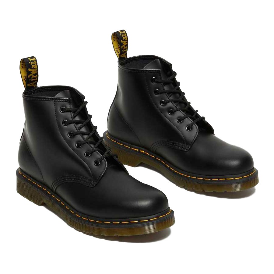 Dr.Martens 101 YS 6-EYE SMOOTH LEATHER 6孔 馬汀 馬丁鞋 中筒靴 (黑色黃線)