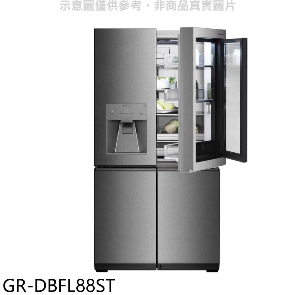 LG樂金851公升敲敲看門中門對開自動製冰門外取冰取水冰箱GR-DBFL88ST (含標準安裝) 大型配送