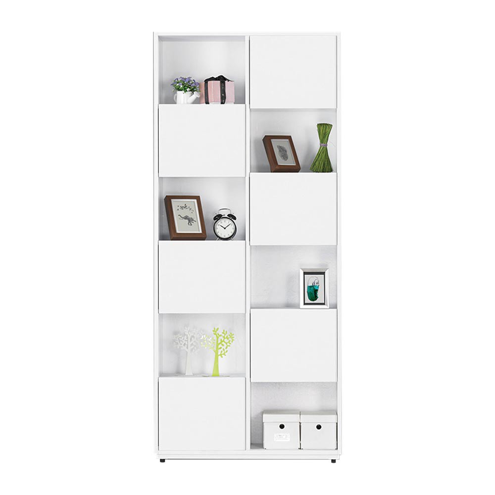 【H&D東稻家居】2.7尺白色六單門書櫃–左(TJF-03030)
