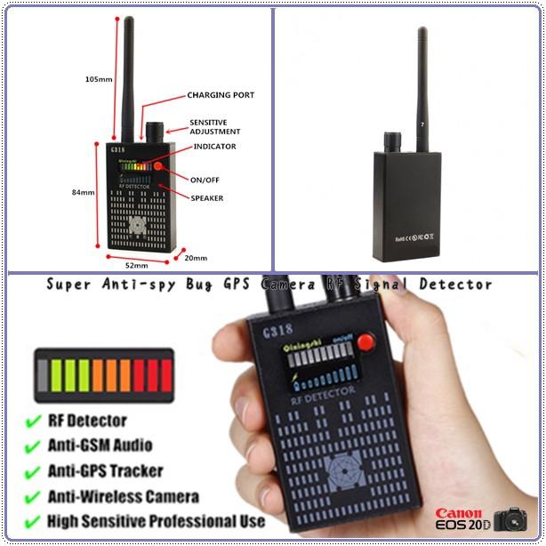 ☆阿海代購區☆ G318 針孔GSM手機GPS定位偵測/反竊聽監聽偷拍/RF無線訊號探測儀