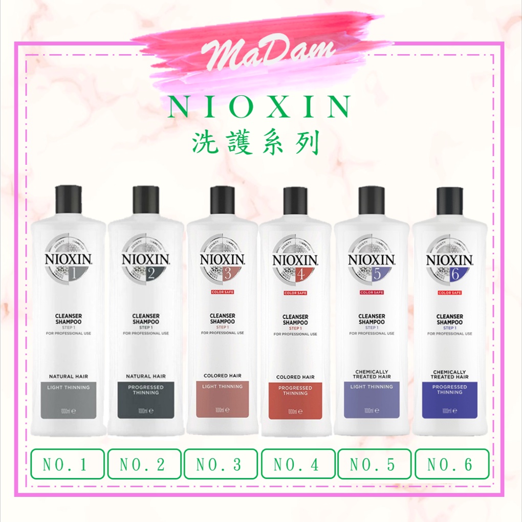 ♚MaDam♚ NIOXIN 3D賦活洗髮精1、2、3、4號洗、護  1000ML 耐奧森 深層頭皮潔淨露