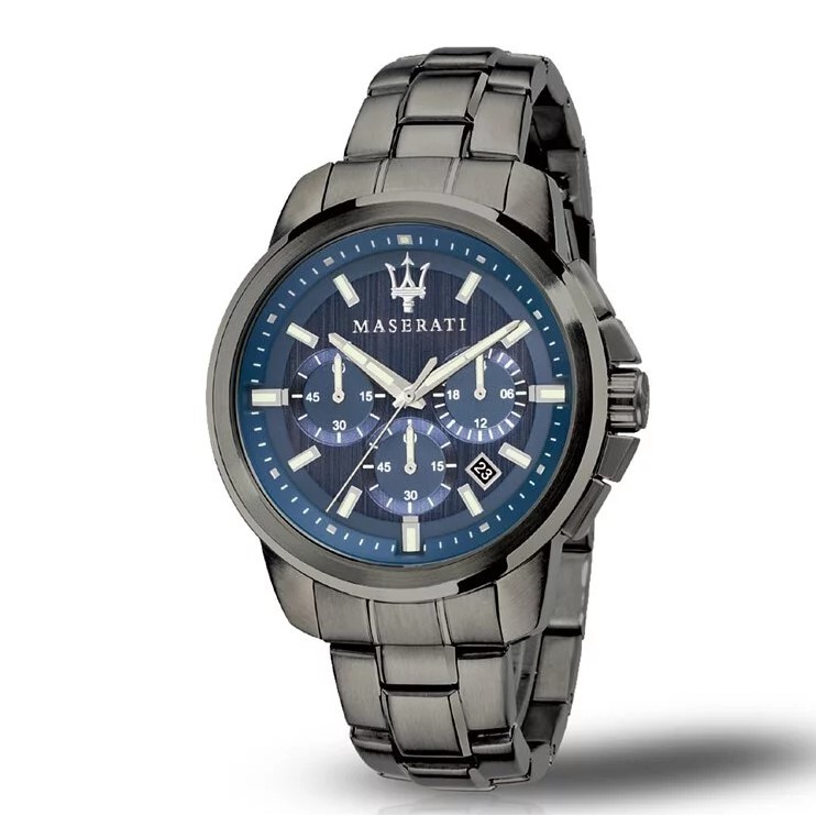 【Maserati 瑪莎拉蒂】SUCCESSO槍黑三眼計時腕錶 R8873621005 44mm 現代鐘錶