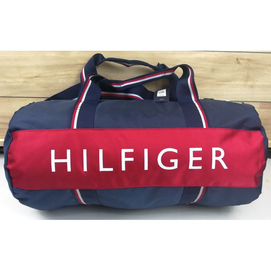 ◀OUTLET▶ Tommy Hilfiger 字母 藍紅白色 經典旅行包 (大)旅行袋 9991