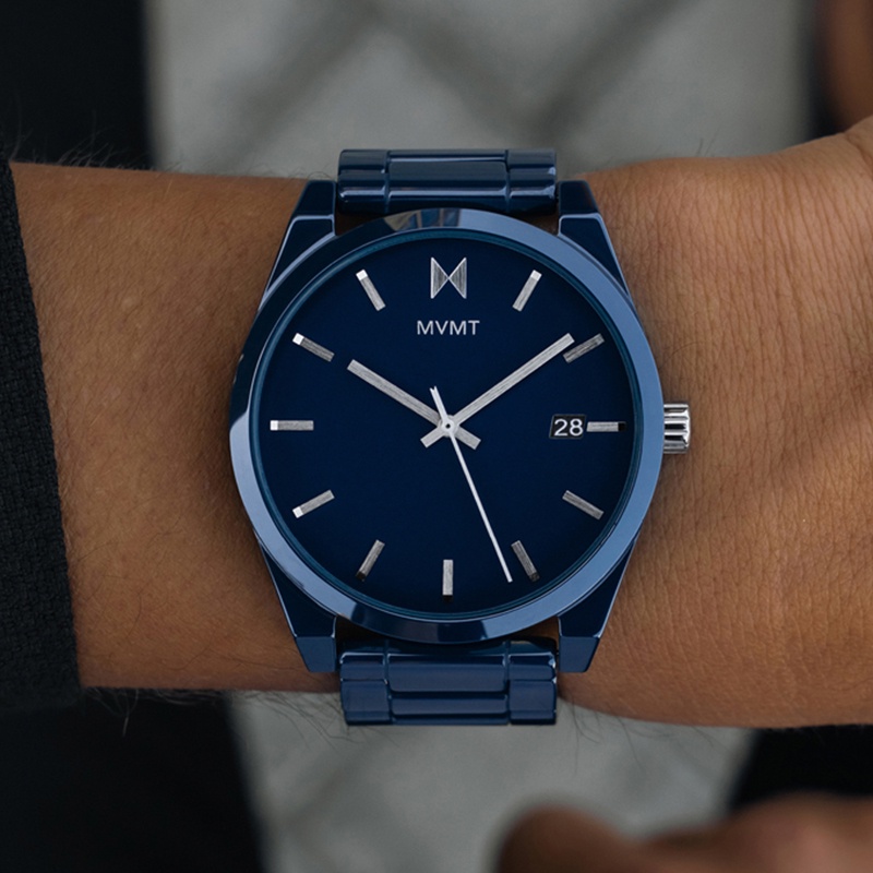 【MVMT】28000203-D 日期顯示 陶瓷錶帶 男錶 CERAMIC EDITION藍/銀 44mm 台南 時代