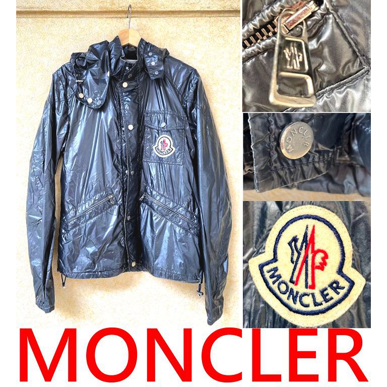 BLACK羽絨外套之王！美中古MONCLER夏季用輕薄涼感連帽風衣外套/夾克