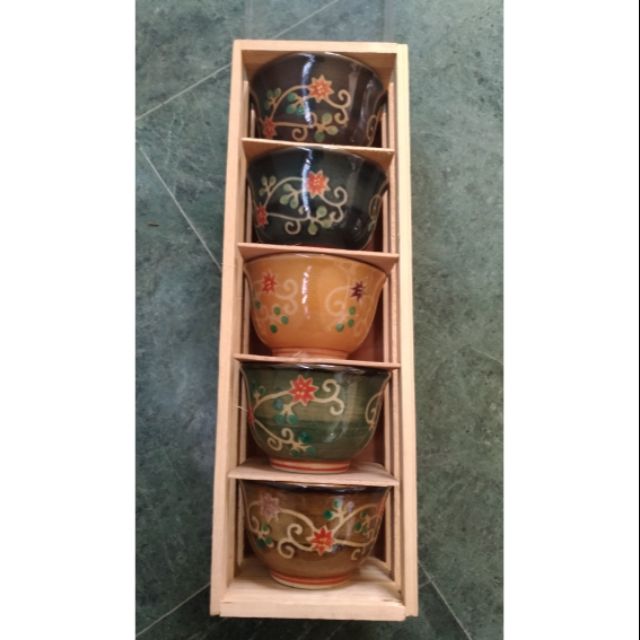 日式高級瓷器五色茶杯組