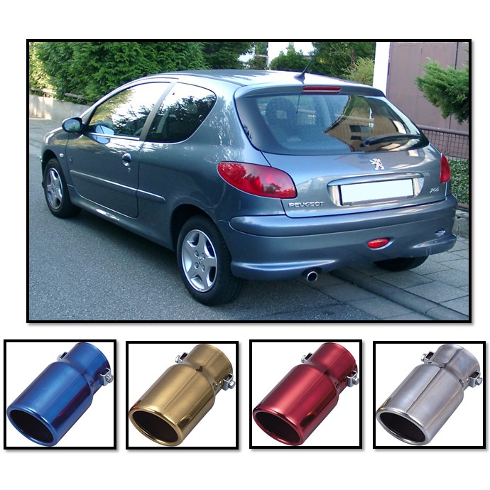 圓夢工廠 Peugeot 寶獅 206 超質感金屬鍍鉻鋁 改裝造型尾管 排氣管 尾飾管 紅色 銀色 藍色 金色
