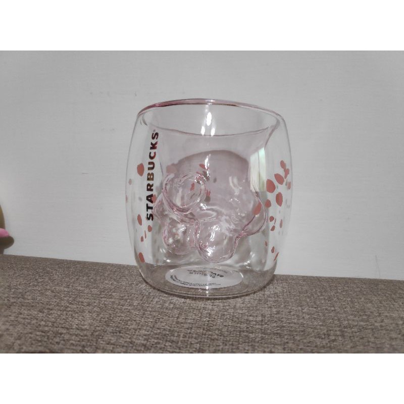星巴克 STARBUCKS 雙層 水杯  玻璃杯 貓掌 貓爪 造型 櫻花
