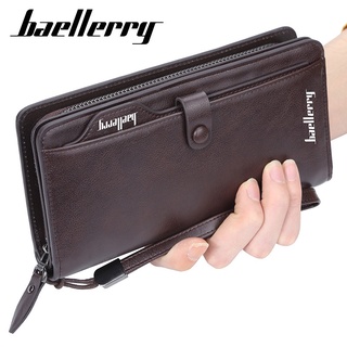 Baellerry 復古商務男士時尚長款真皮錢包休閒大容量手提包手機多卡手拿包