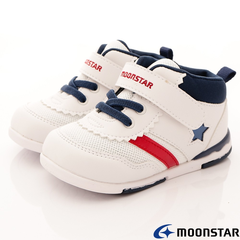 日本月星Moonstar機能童鞋 HI系列 頂級學步款 952白藍(寶寶段)