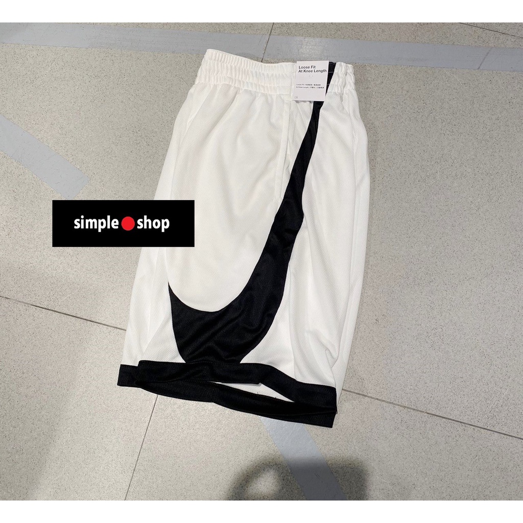【Simple Shop】NIKE SWOOSH 大勾 籃球褲 運動短褲 球褲 白色 黑勾 男款 DH6764-100