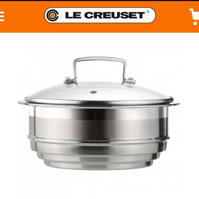 《全新未拆封》Le creuset 多功能不鏽鋼蒸籠+玻璃鍋蓋(適用LC 16cm, 18cm and 20cm 圓鍋)