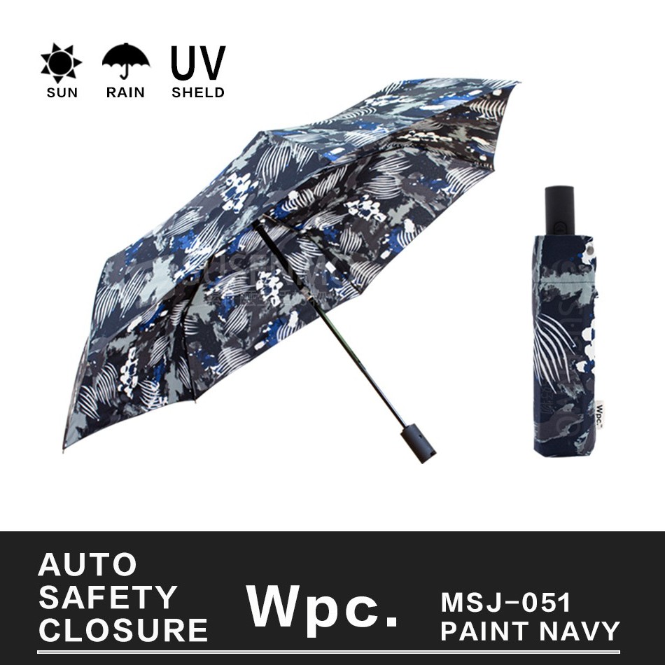 W P C 自動款日本asc Folding Umbrella 抗強風摺疊傘日本雨傘msj 051 花圖深藍 蝦皮購物