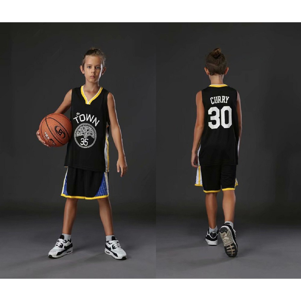 金州勇士隊籃球衣童裝 30號 Stephen Curry 男孩女孩籃球服兒童套裝