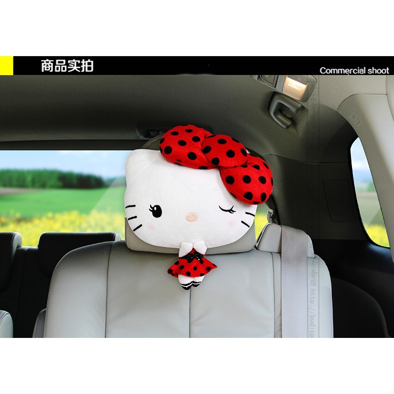 Hello Kitty汽車頭枕護頸枕創意舒適型卡通可爱創意車内用品車载座椅頸椎靠枕1入