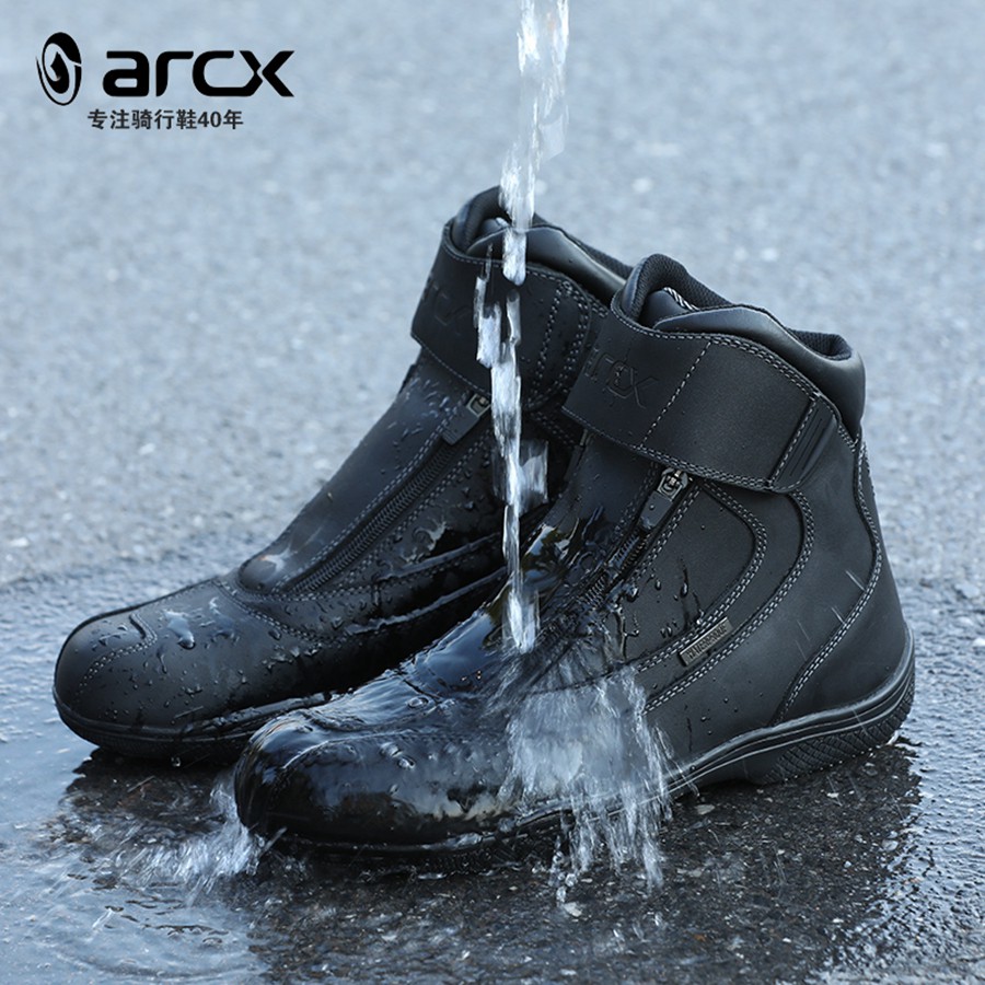 1 雙 ARCX 摩托車靴越野賽車牛皮防水反光靴賽車皮革腳踝透氣鞋