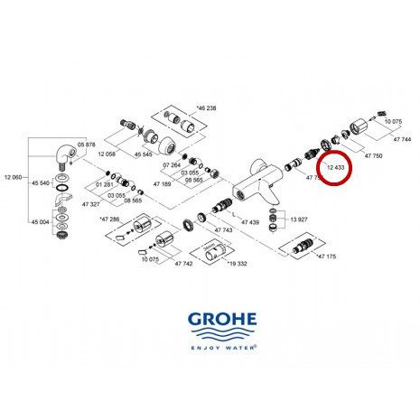 【衛浴的醫院】德國 GROHE Grohtherm 2000 附牆定溫淋浴龍頭軸心